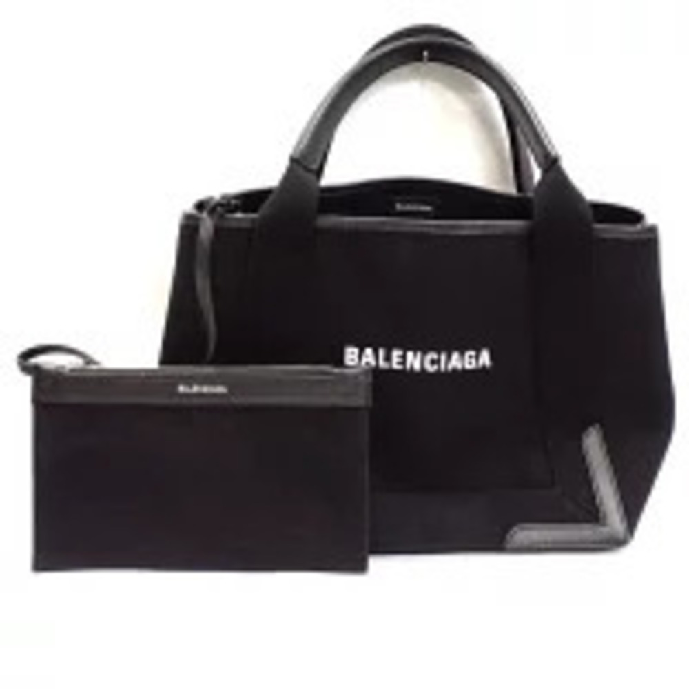 Balenciaga Cabas Tote Bag Black Canvas Leather